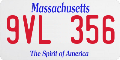 MA license plate 9VL356