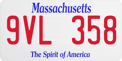 MA license plate 9VL358