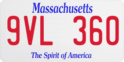 MA license plate 9VL360