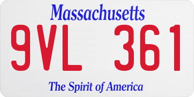 MA license plate 9VL361