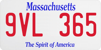 MA license plate 9VL365