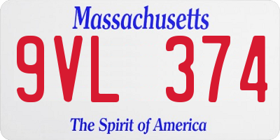 MA license plate 9VL374