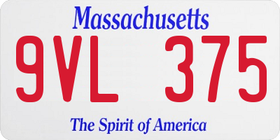MA license plate 9VL375