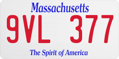 MA license plate 9VL377