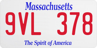 MA license plate 9VL378