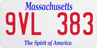 MA license plate 9VL383