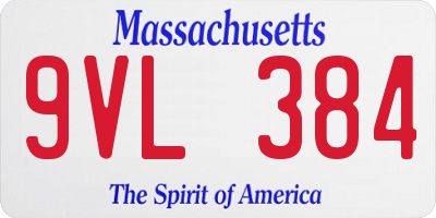 MA license plate 9VL384