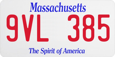 MA license plate 9VL385