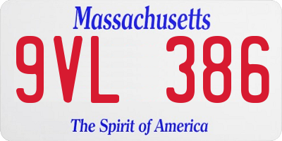 MA license plate 9VL386