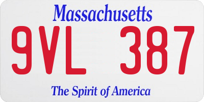 MA license plate 9VL387