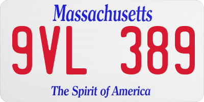 MA license plate 9VL389