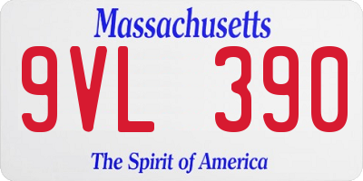 MA license plate 9VL390