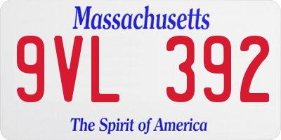 MA license plate 9VL392
