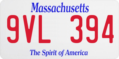 MA license plate 9VL394
