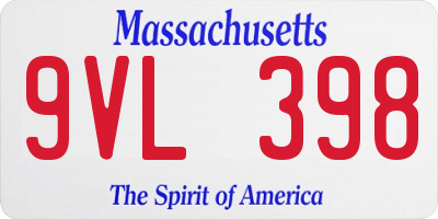 MA license plate 9VL398