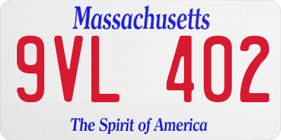 MA license plate 9VL402