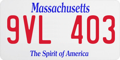 MA license plate 9VL403
