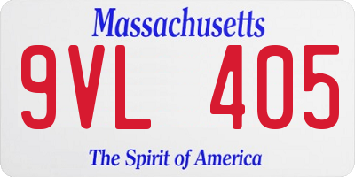 MA license plate 9VL405