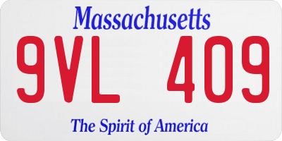 MA license plate 9VL409