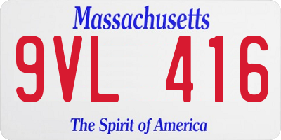 MA license plate 9VL416