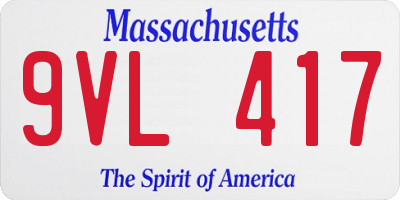 MA license plate 9VL417