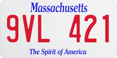 MA license plate 9VL421