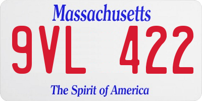 MA license plate 9VL422