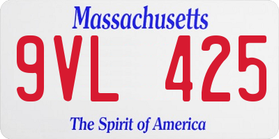 MA license plate 9VL425