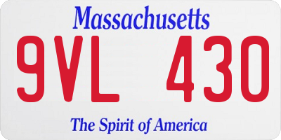 MA license plate 9VL430