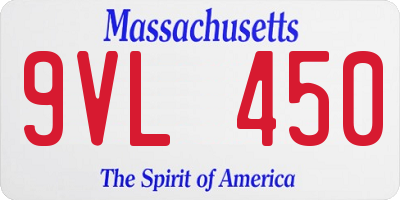 MA license plate 9VL450