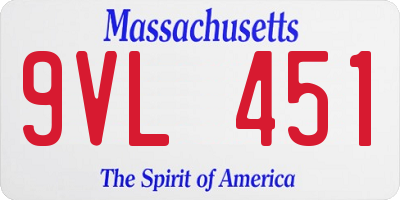 MA license plate 9VL451