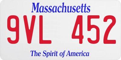 MA license plate 9VL452