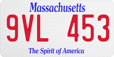 MA license plate 9VL453