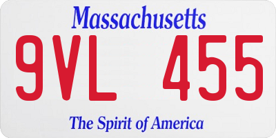 MA license plate 9VL455