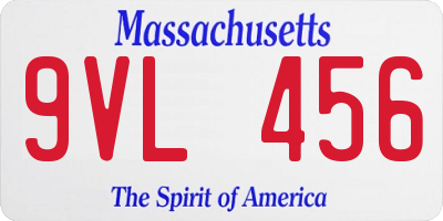 MA license plate 9VL456
