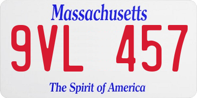 MA license plate 9VL457