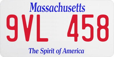 MA license plate 9VL458