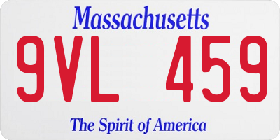 MA license plate 9VL459