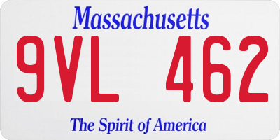 MA license plate 9VL462