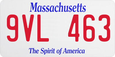 MA license plate 9VL463