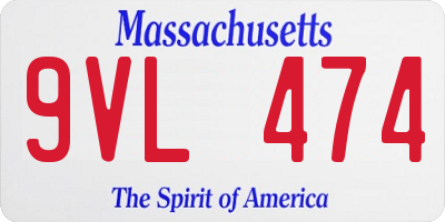 MA license plate 9VL474