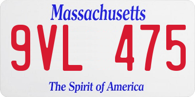 MA license plate 9VL475