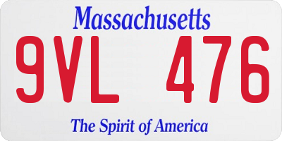 MA license plate 9VL476