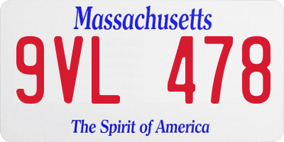 MA license plate 9VL478