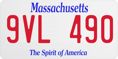 MA license plate 9VL490