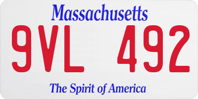 MA license plate 9VL492