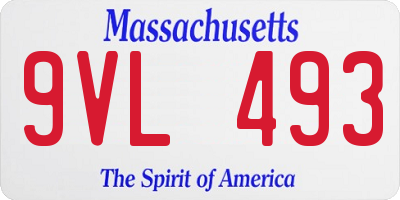 MA license plate 9VL493