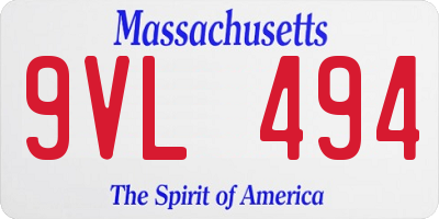 MA license plate 9VL494