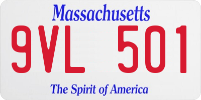 MA license plate 9VL501