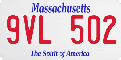 MA license plate 9VL502